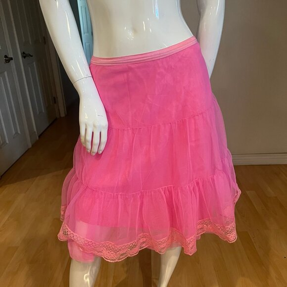Y2K FREE PEOPLE TULLE LACE TRIM SKIRT SIZE M MEDIUM - Picture 1 of 5